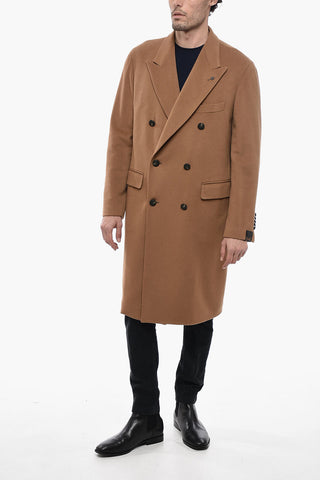 Unlined Double-breasted Cashmere Coat with Flap Pockets