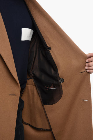 Unlined Double-breasted Cashmere Coat with Flap Pockets