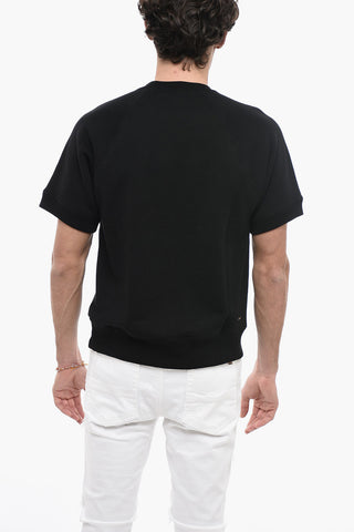 Lettering printed crew-Neck Sweatshirt with Short Sleeve