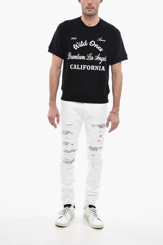 Lettering printed crew-Neck Sweatshirt with Short Sleeve