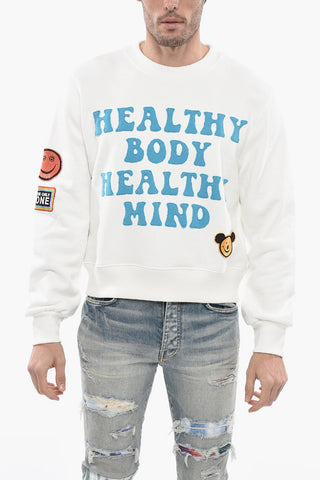 Cotton HEALTHY Crew-Neck Sweatshirt with Frontal Maxi Embroidery