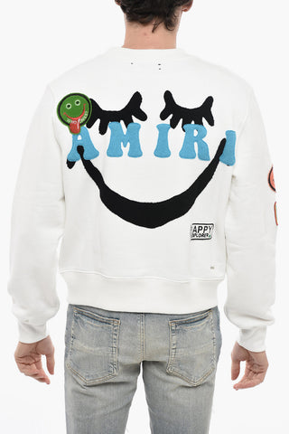 Cotton HEALTHY Crew-Neck Sweatshirt with Frontal Maxi Embroidery