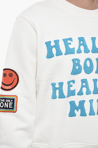 Cotton HEALTHY Crew-Neck Sweatshirt with Frontal Maxi Embroidery