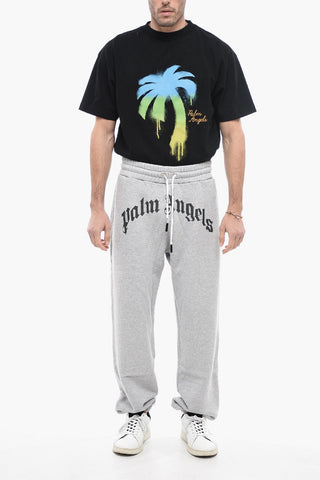 Cotton Joggers with Gothic Print