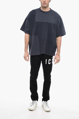 Oversize Crew-neck T-shirt with Patchwork