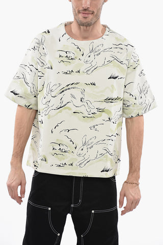 Jacquard Jersey RABBIT T-Shirt with Shoulder Zip