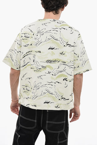 Jacquard Jersey RABBIT T-Shirt with Shoulder Zip