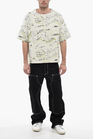Jacquard Jersey RABBIT T-Shirt with Shoulder Zip