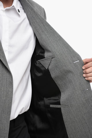 Blazer Relaxed Fit in Lana con Dettaglio Spilla
