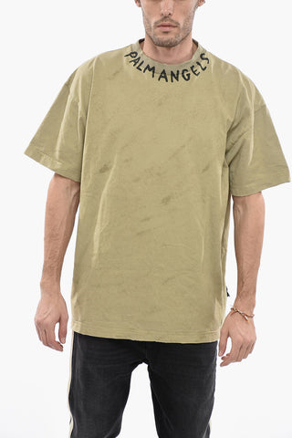 T-Shirt Girocollo in Tinta Unita con Logo Stampato