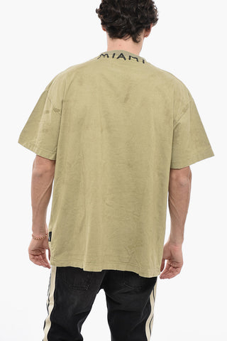 T-Shirt Girocollo in Tinta Unita con Logo Stampato