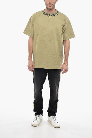 T-Shirt Girocollo in Tinta Unita con Logo Stampato