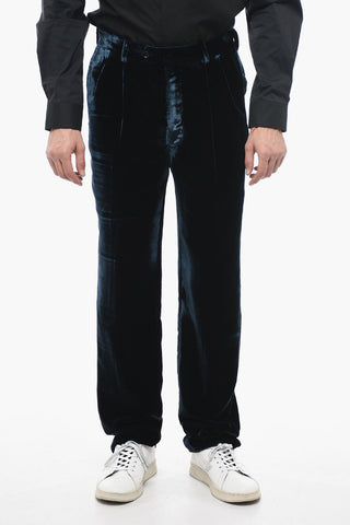 Pantaloni a 1 Pince in Velour