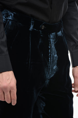 Pantaloni a 1 Pince in Velour