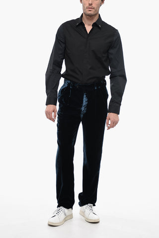 Pantaloni a 1 Pince in Velour