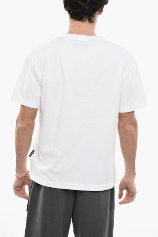 Solid Color TROUBLE PARADISE Crew-neck T-Shirt with Contrasting Detail