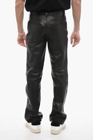 5 Pocket Eco-leather Pants with Belt Loops