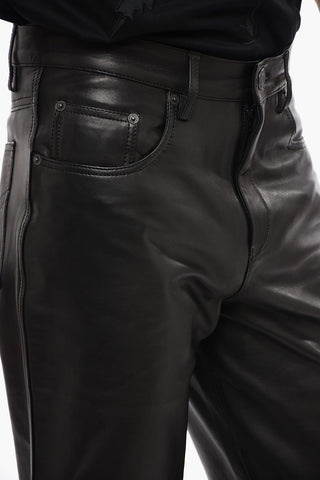 5 Pocket Eco-leather Pants with Belt Loops