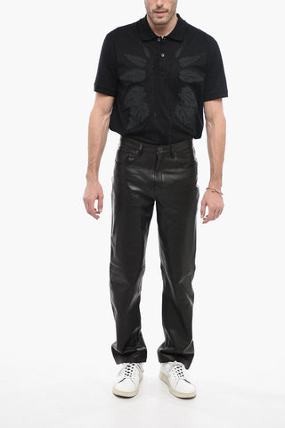 5 Pocket Eco-leather Pants with Belt Loops