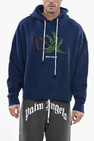 Felpa Hoodie in Cotone con Tasca a toppa