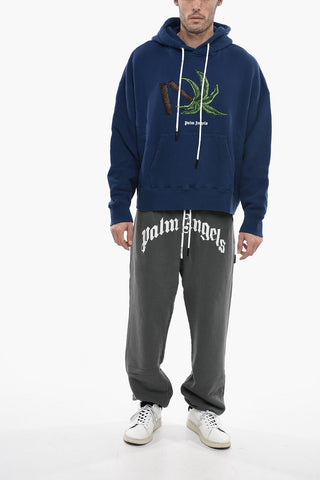 Felpa Hoodie in Cotone con Tasca a toppa