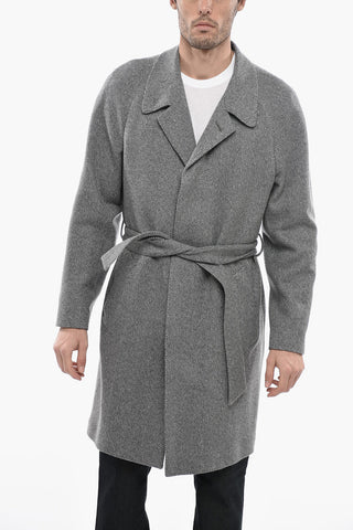 Belted Cashmere Halflined Tweed Coat