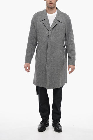 Belted Cashmere Halflined Tweed Coat