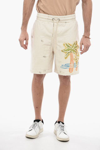 Cotton Shorts with back gothic Print