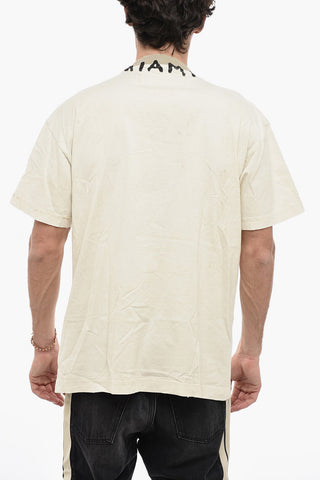 Solid Color Crew-neck T-Shirt with Printed Logo