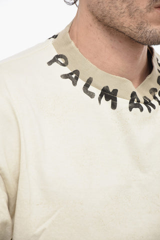Solid Color Crew-neck T-Shirt with Printed Logo