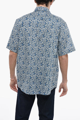 Short-sleeve Shirt with Floral Print and Lettering