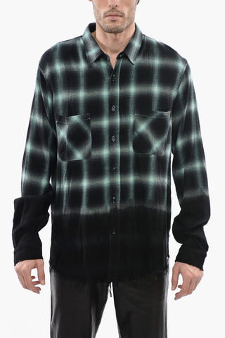 Tartan Check Shirt with Frayed-Hem