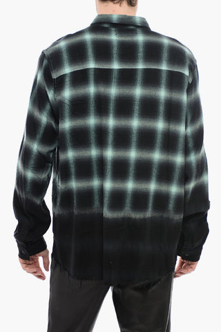 Tartan Check Shirt with Frayed-Hem