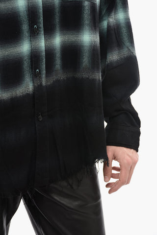 Tartan Check Shirt with Frayed-Hem