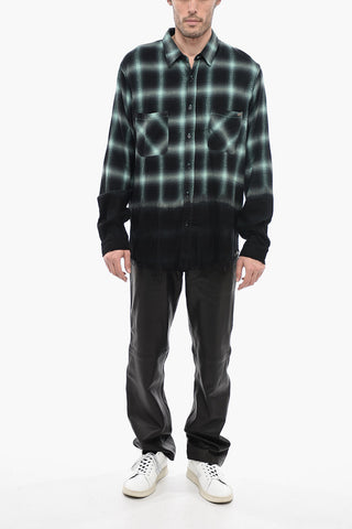Tartan Check Shirt with Frayed-Hem