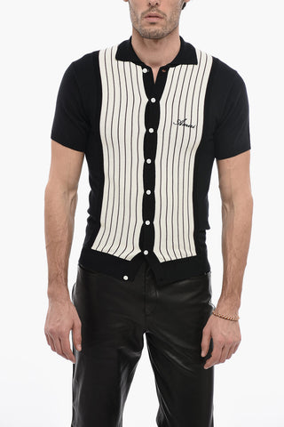 Maglia in Cashemere e Lana a Righe con Collo a Polo