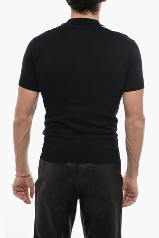 Maglia in Cashemere e Lana a Righe con Collo a Polo