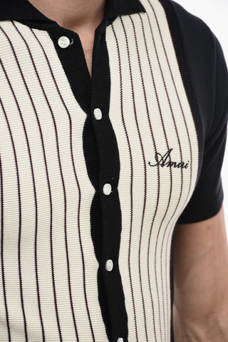 Maglia in Cashemere e Lana a Righe con Collo a Polo