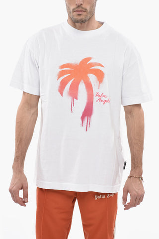 Crew-Neck Cotton T-shirt with Gradient Print