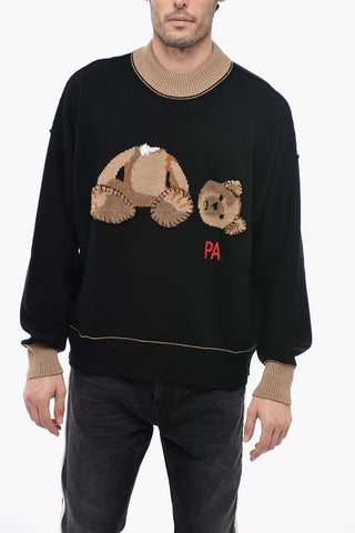Wool BEAR Sweater with Contrasting Crewneck