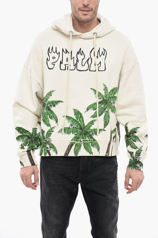 PALMS&SKULL Hoodie Sweatshirt with Distressed Effect