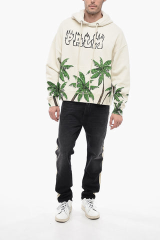 PALMS&SKULL Hoodie Sweatshirt with Distressed Effect