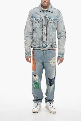 Biker MX2 TRUCKER Denim Jacket with Silver button