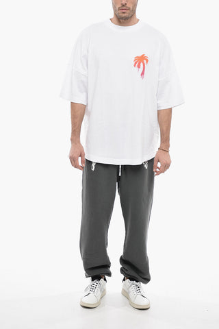 Crew-Neck T-Shirt with Spray Effect Print