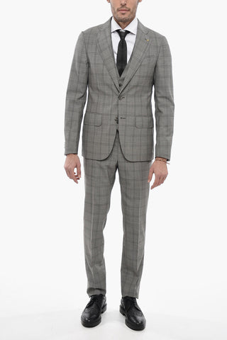 CC COLLECTION 3-Piece District Check Wool Suit