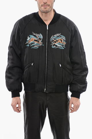 Embroidered Silk RABBIT Padded Bomber Jacket