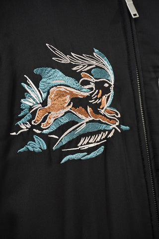 Embroidered Silk RABBIT Padded Bomber Jacket