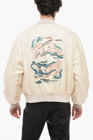 Embroidered Silk RABBIT Padded Bomber Jacket