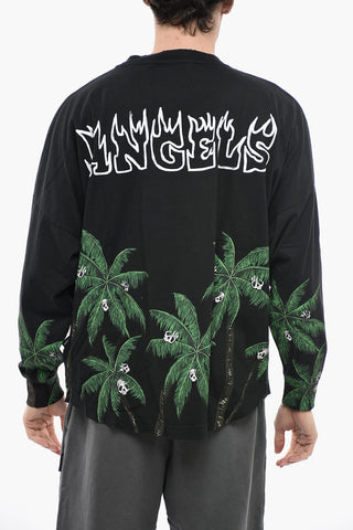 Crew-Neck Plant-Motif Oversized T-shirt