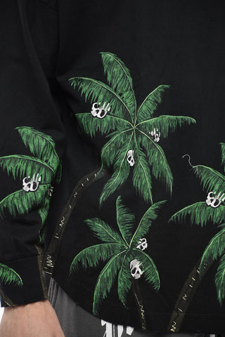 Crew-Neck Plant-Motif Oversized T-shirt